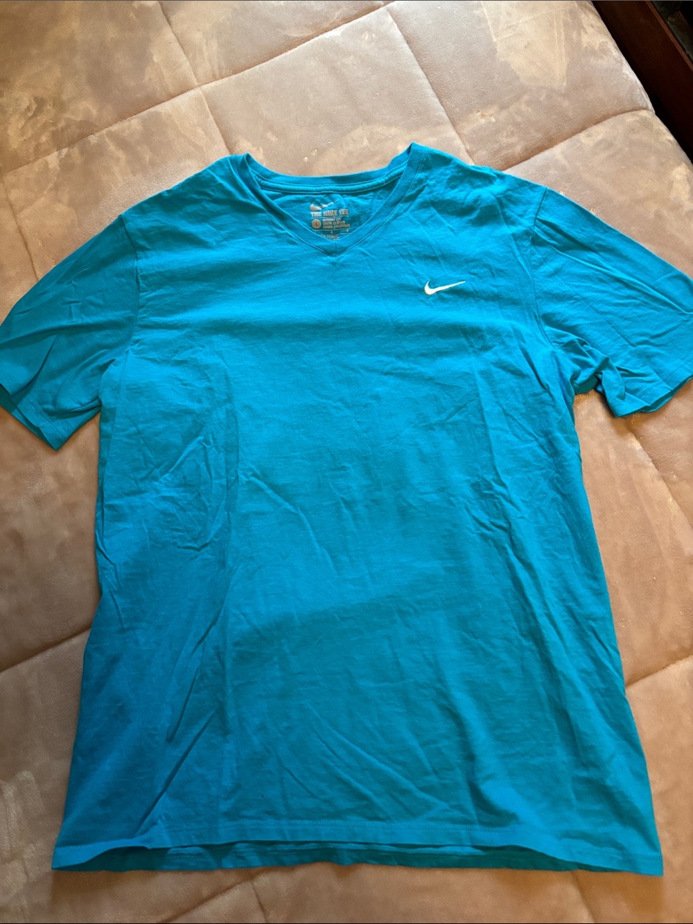 Nike Short Sleeve V-Neck Tee in Teal Blue